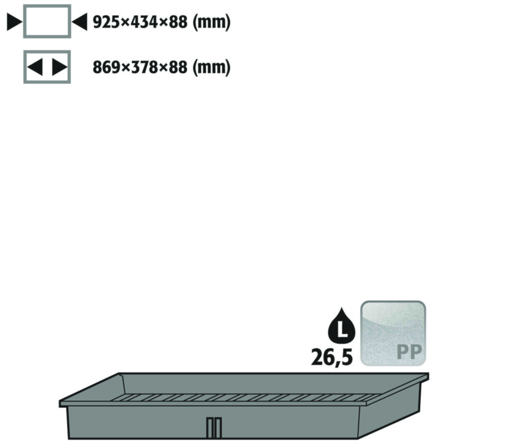 Einlegewanne 869x378x88 mm nicht in Verbindung mit Lochblecheinsatz