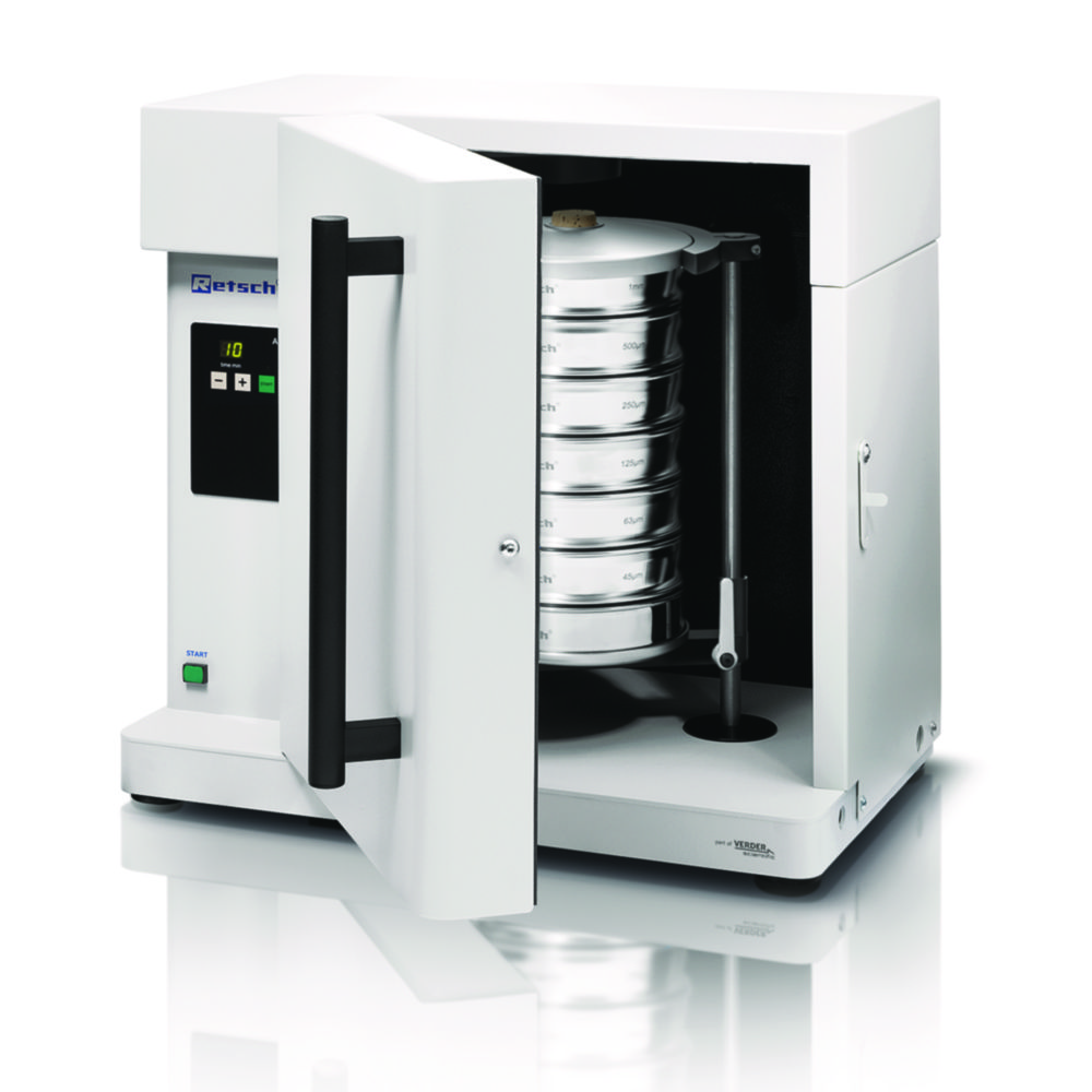 Analysensiebmaschinen AS 200 tap, mit Schallschutzschrank