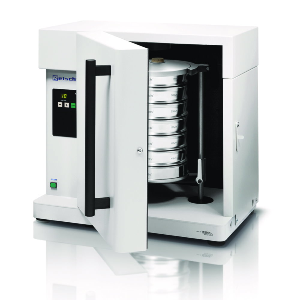 Analysensiebmaschinen AS 200 tap, mit Schallschutzschrank