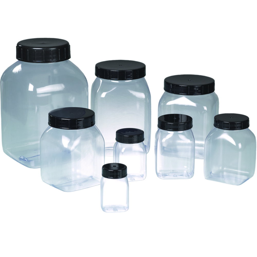 Vierkant-Weithalsdosen, PVC, transparent