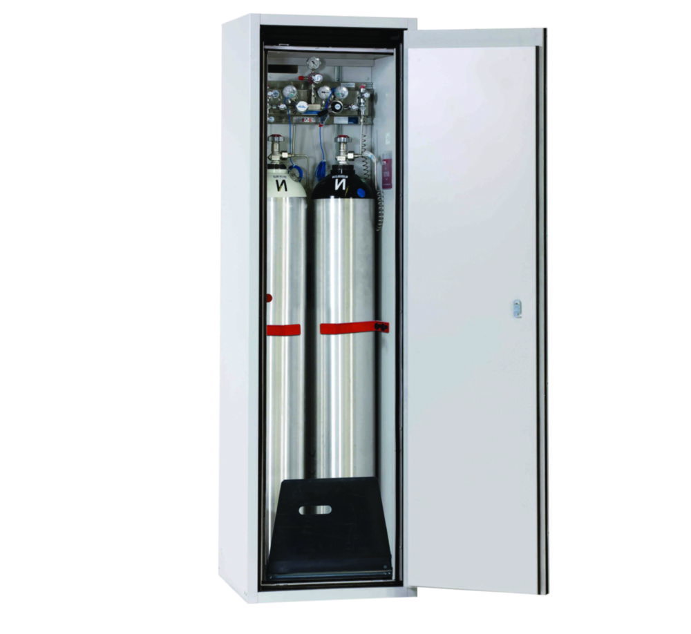 Druckgasflaschenschrank G-ULTIMATE-90 2F.WDR RAL 7035 lichtgrau, 598x615x2050mm, inkl. 1x Stahlblech Standardeinrichtung