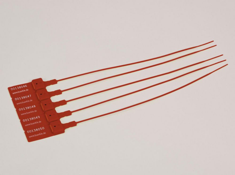 SampleSafe Plomben, rot mit fortl. Nummerierung, L 260 mm, Ø 2 mm, VE=100