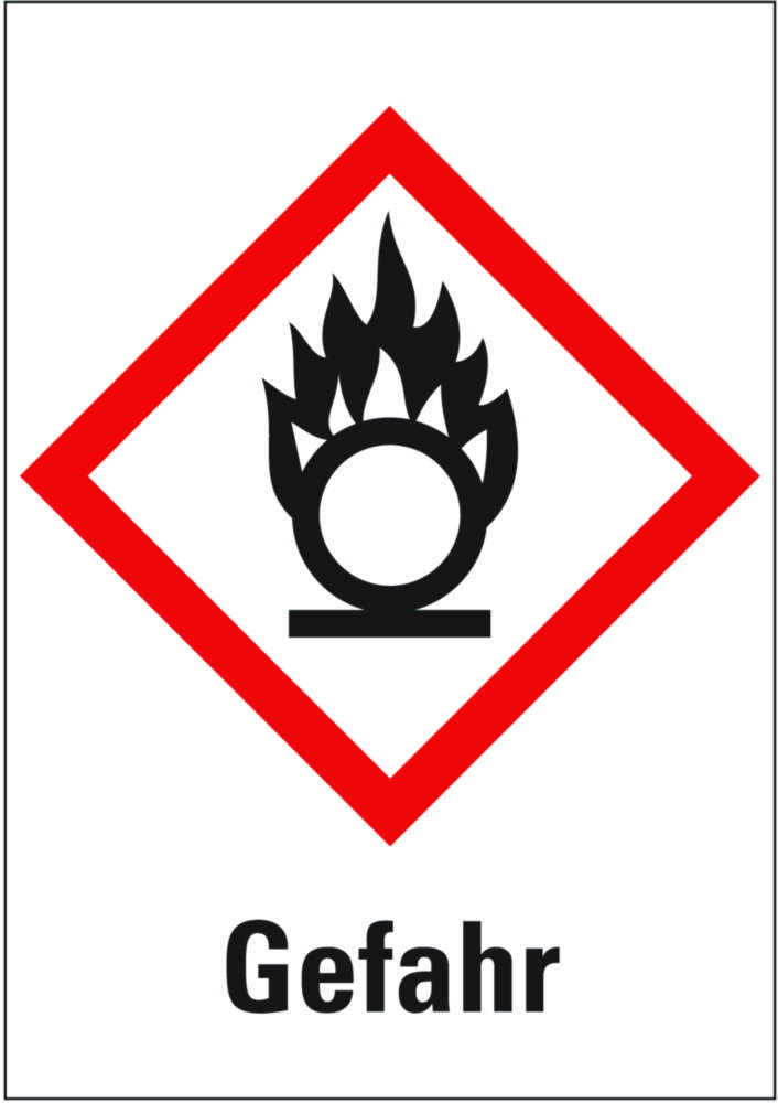 GHS03-Gefahrstoffsymbole "Gefahr: Entzündend wirkende Stoffe", 18x26 mm, Folie, VE=30