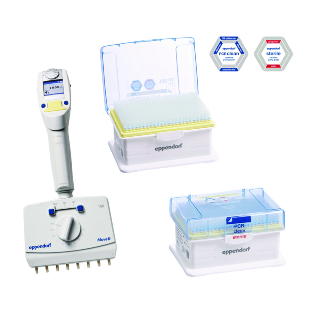 Mehrkanal-Mikroliterpipetten Eppendorf Xplorer® plus Move It®, variabel, Starter Set