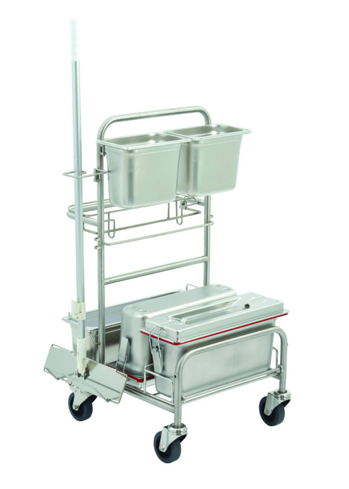 Reinigungswagen Clino® CR4 EM-GMP, Edelstahl