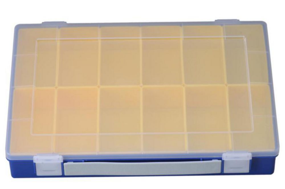 Sortimentskasten 335x225x55mm PP, blau, für 12 Einsatzboxen mit Tragegriff