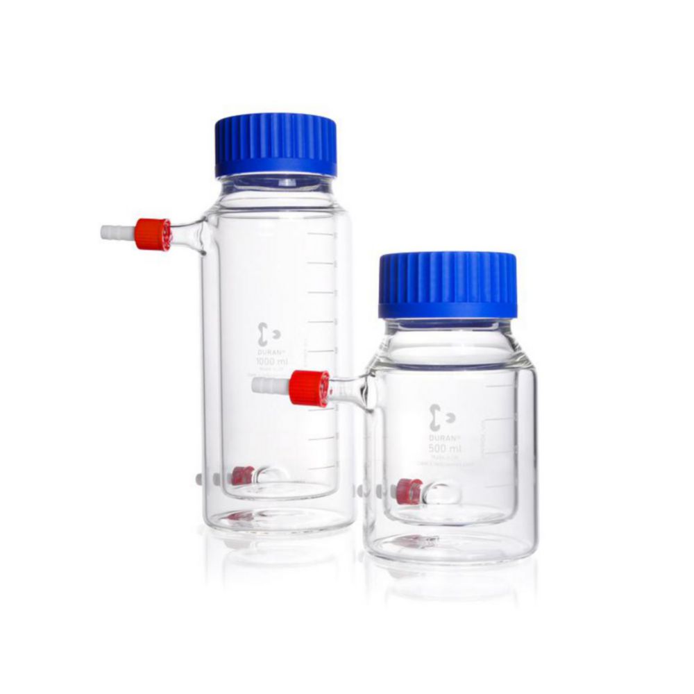 Doppelwandige Weithalslaborflaschen, GLS 80®, DURAN®, mit Schraubverschluss