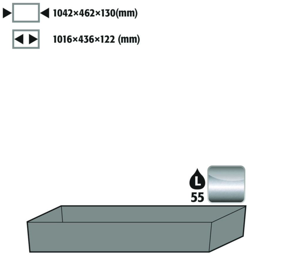 Bodenauffangwanne Standard 55, 50 L ES 1.4016 roh Q90 S90 S60 1200mm