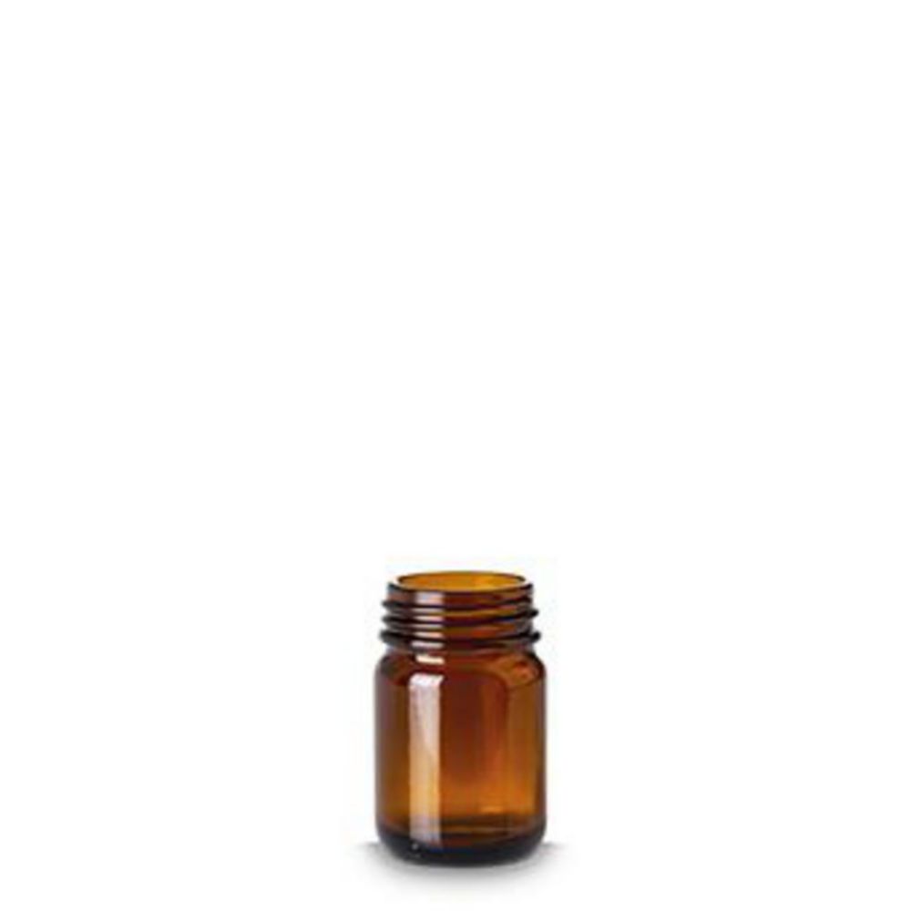Weithalsflaschen 50 ml, braun mit Schraubverschluss, PP schwarz (8-1001-40) mit LDPE-Einlage, Gewinde GL 40, VE=105