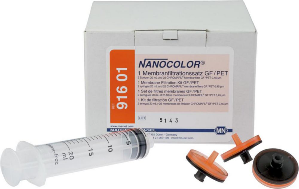 Zubehör NANOCOLOR®, Membranfiltrationssatz CHROMAFIL®, PET, mit Glasfaservorfilter