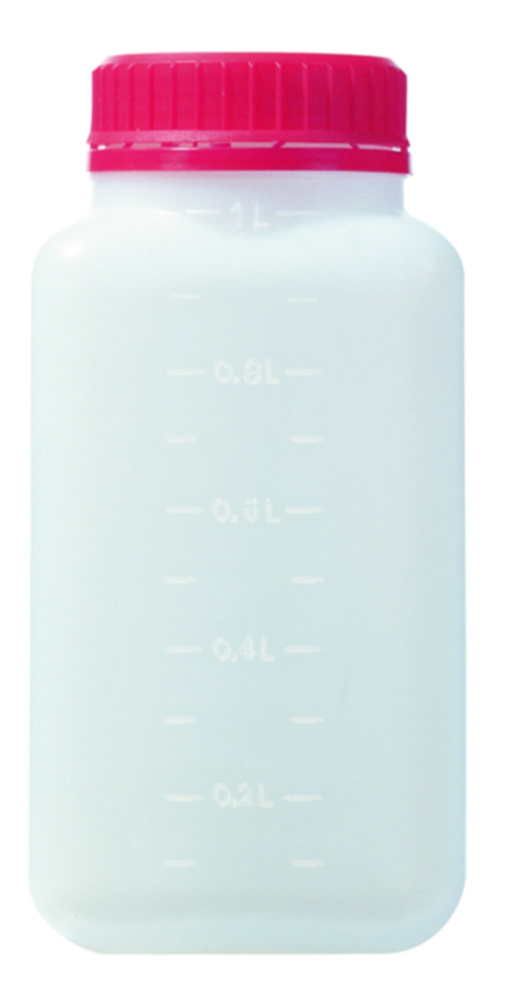 Vierkant-Weithalsflasche 250 ml mit Sicherheits-VS, HDPE