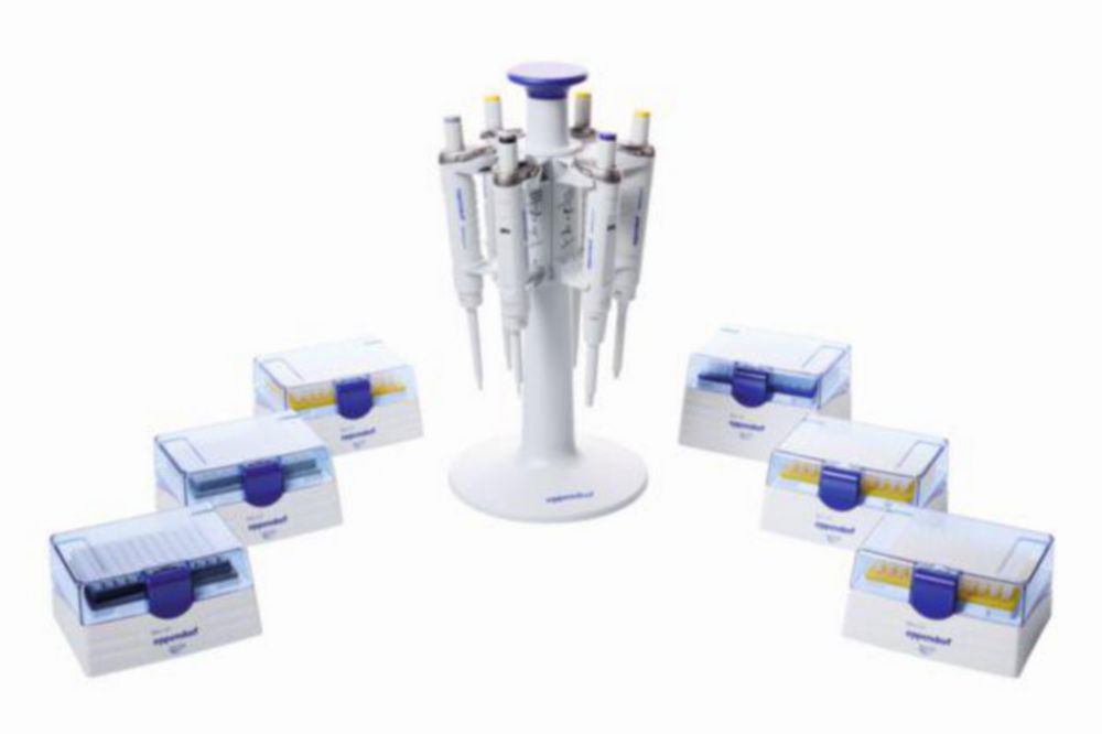 Eppendorf Reference 2, 6-Pack, mit epT.I.P.S. und Pipettenkarussell: 0,1-2,5 µL, 0,5-10 µl, 2-20 µL (gelb) 10-100 µL, 20-200 µL, 100-1000 µl