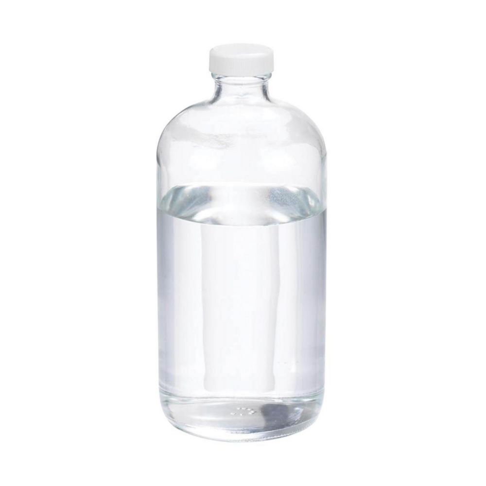 WHEATON-Boston-Rundflaschen 1000 ml Klarglas, weiße PP Kappe, PTFE-beschichtete Polyethylen-Schaumeinlage, Ø 94x206mm, VE=12