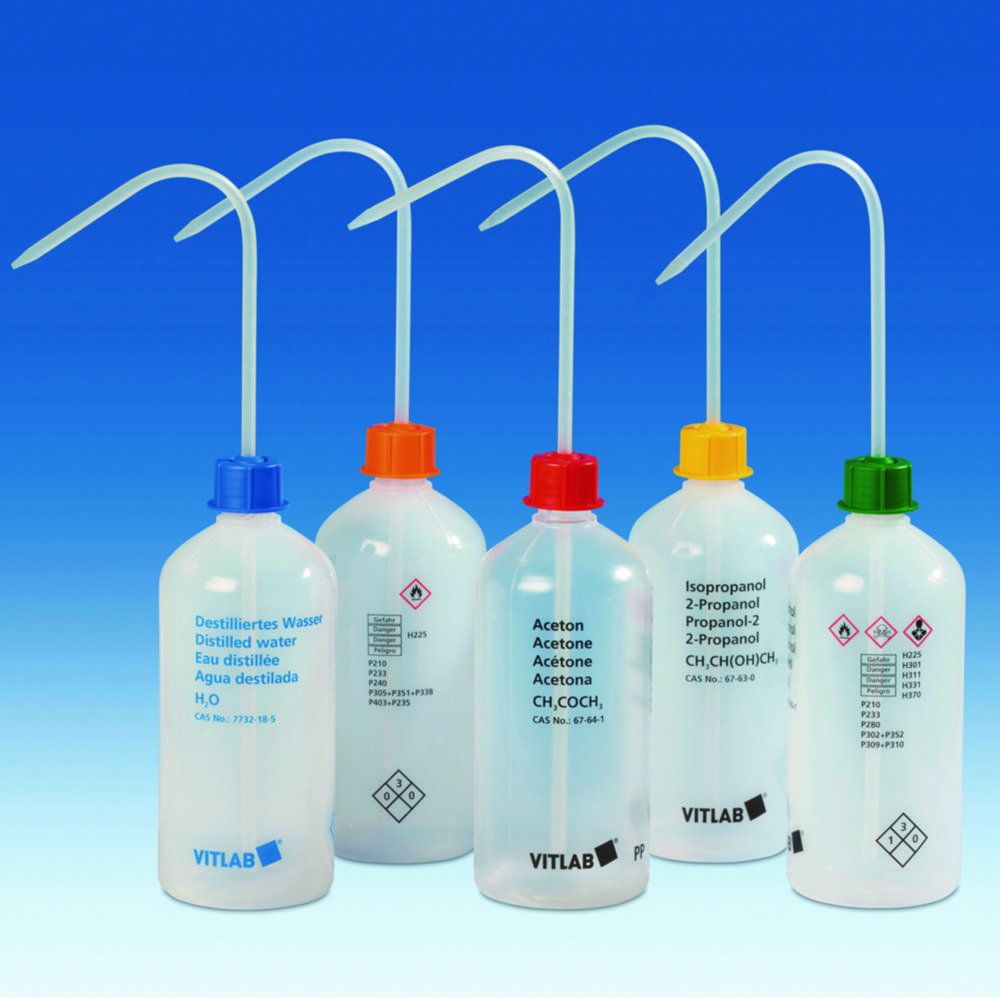 Sicherheitsspritzflaschen VITsafe™ mit Aufdruck, Enghals, PP/LDPE