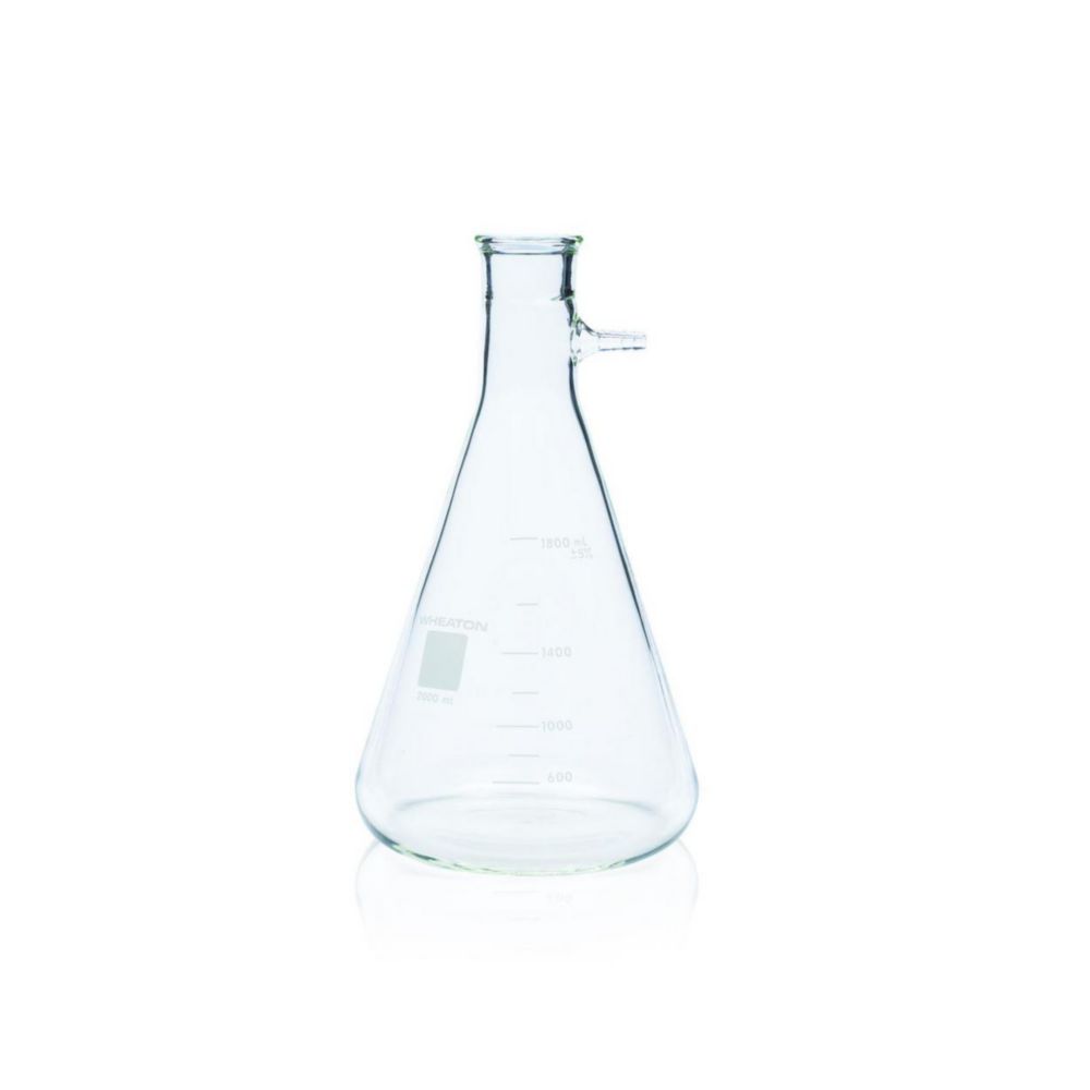 WHEATON-Saugflasche 2000 ml klar, Boro Glas, graduiert, mit Stopfen Nr.8 und Clear-Seal TM Verbindung (635233)