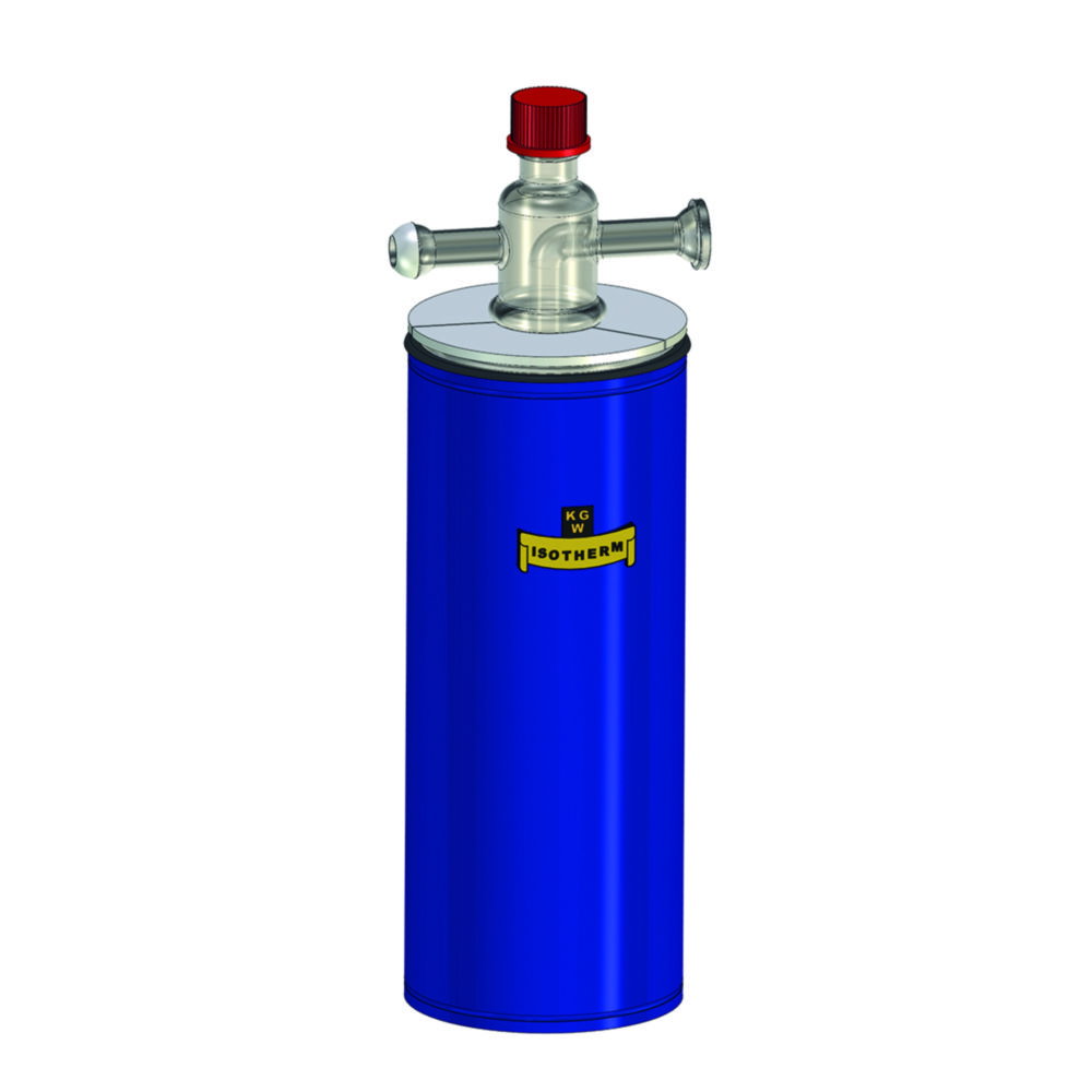 Kühlfallen mit Dewargefäß, Borosilikatglas 3.3, einteilig, lange Ausführung mit Ausgussöffnung