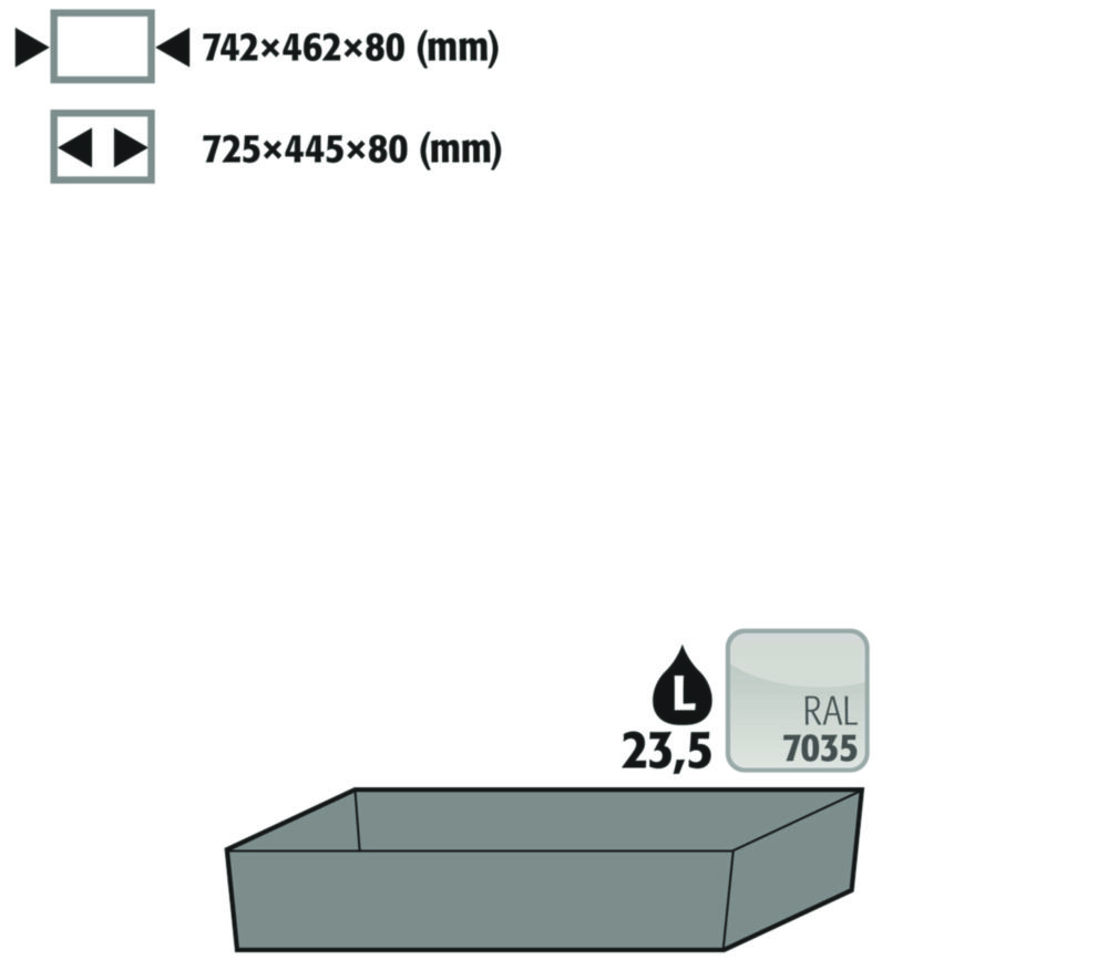 Bodenauffangwanne STAWA-R 22L St.bl. besch.gl. RAL7035 Q90 S90 900mm