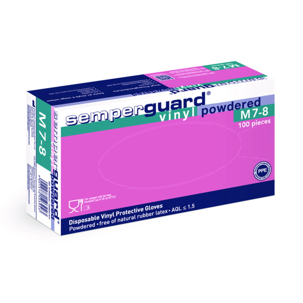 Einmalhandschuhe, Semperguard® Vinyl, gepudert | Handschuhgröße: L, Länge: 240 mm, Dicke: 0.08 mm