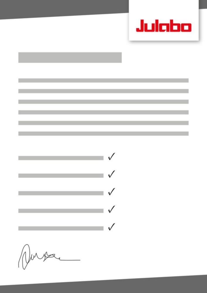 Hersteller-Prüfzertifikat für JULABO Geräte, Kategorie 4