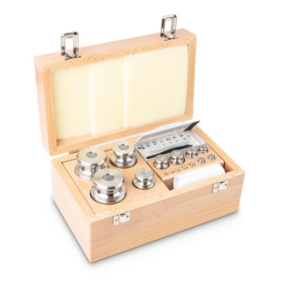 Gewichtssatz M1, 1mg...2kg, Edelstahl, feingedreht, im Holz-Etui