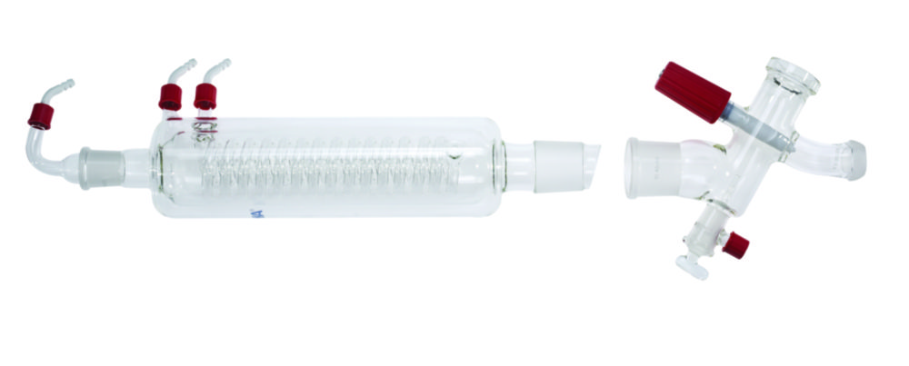 Vertikal-Intensivkühler mit Verteilerstück und Absperrventil, für Rotationsverdampfer RV 10/RV 8/RV 3