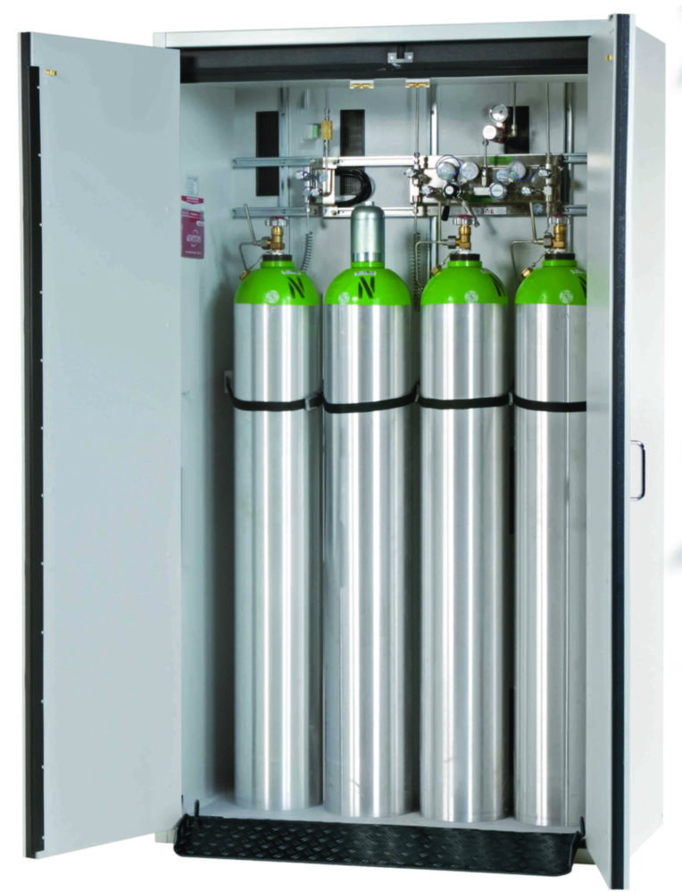 Druckgasflaschenschrank G-CLASSIC-30 WD 1200x615x2050mm (BxTxH), RAL 7035 inkl. Montageschienen,Flaschenhalter,Einrollklappe