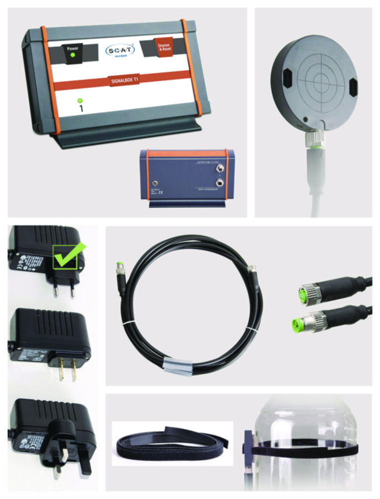 Signalbox T1 mit Scheiben-Leerstandssensor, inkl. Netzteil (EU/UK/US), Signalkabel 3 m