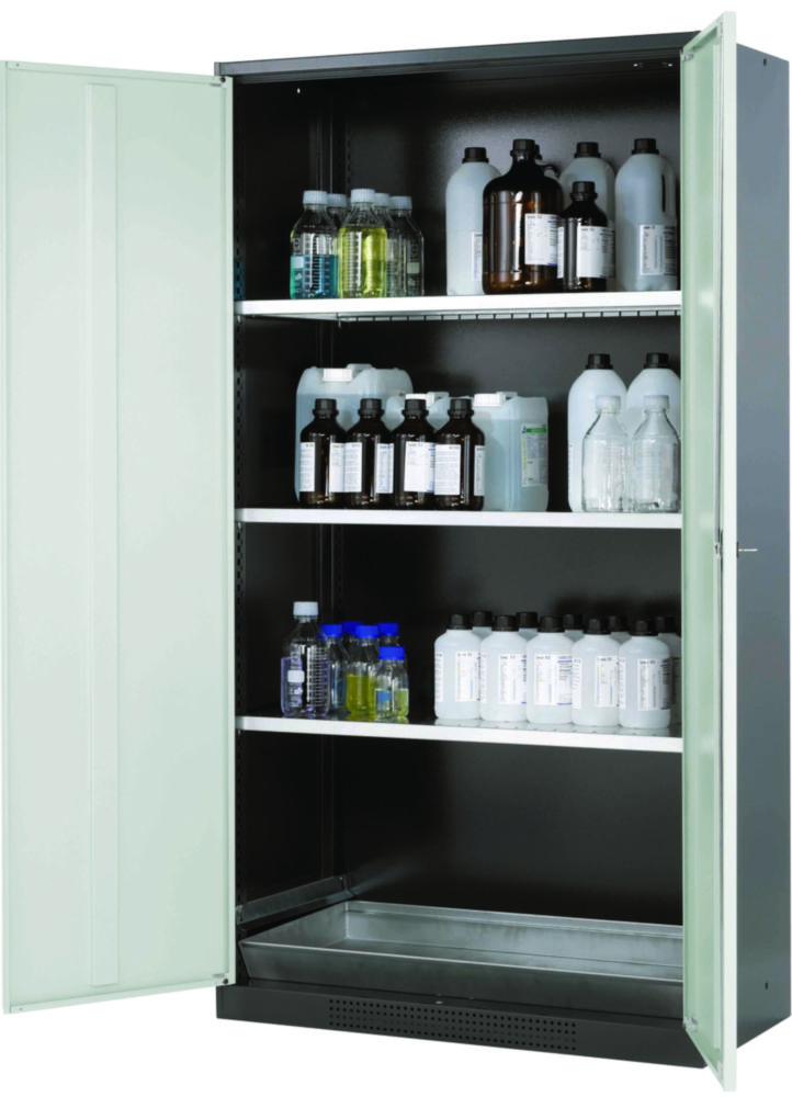 Chemikalienschrank CS-Classic 1055 x 520 x 1950 mm (BxTxH), RAL 7016 Flügeltüren lichtgrau RAL 7035