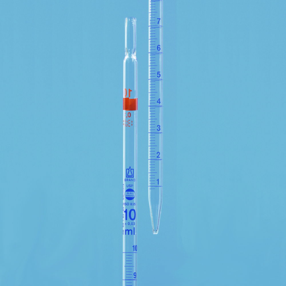 Messpipetten, USP, AR-Glas®, Klasse AS, blau graduiert, Typ 2 | Nennvolumen: 1 ml, Teilung: 0.01 ml, Toleranz: 0,01 ± ml