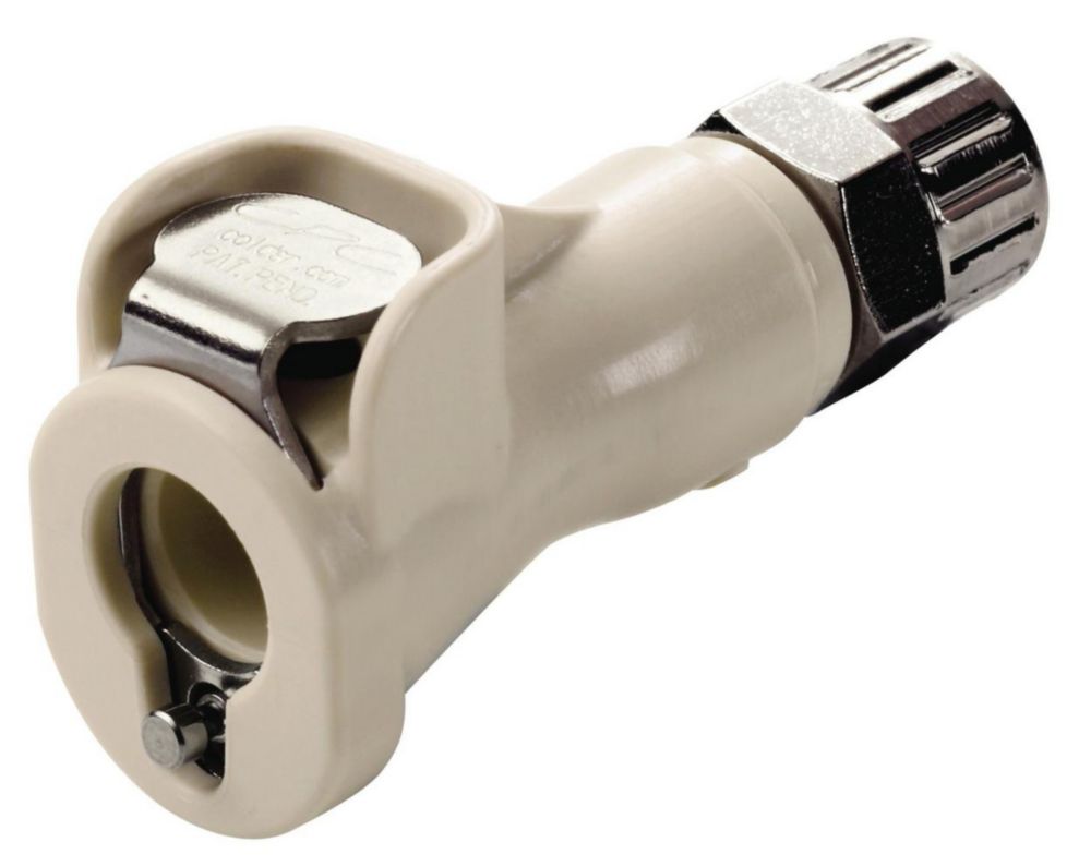 CPC Schlauchkupplung mit Schlauchverschraubung für Schlauch I-Ø 4 mm x A-Ø 6 mm, NW 3,2 mm, Delrin mit Ventil, Mutterteil, PP