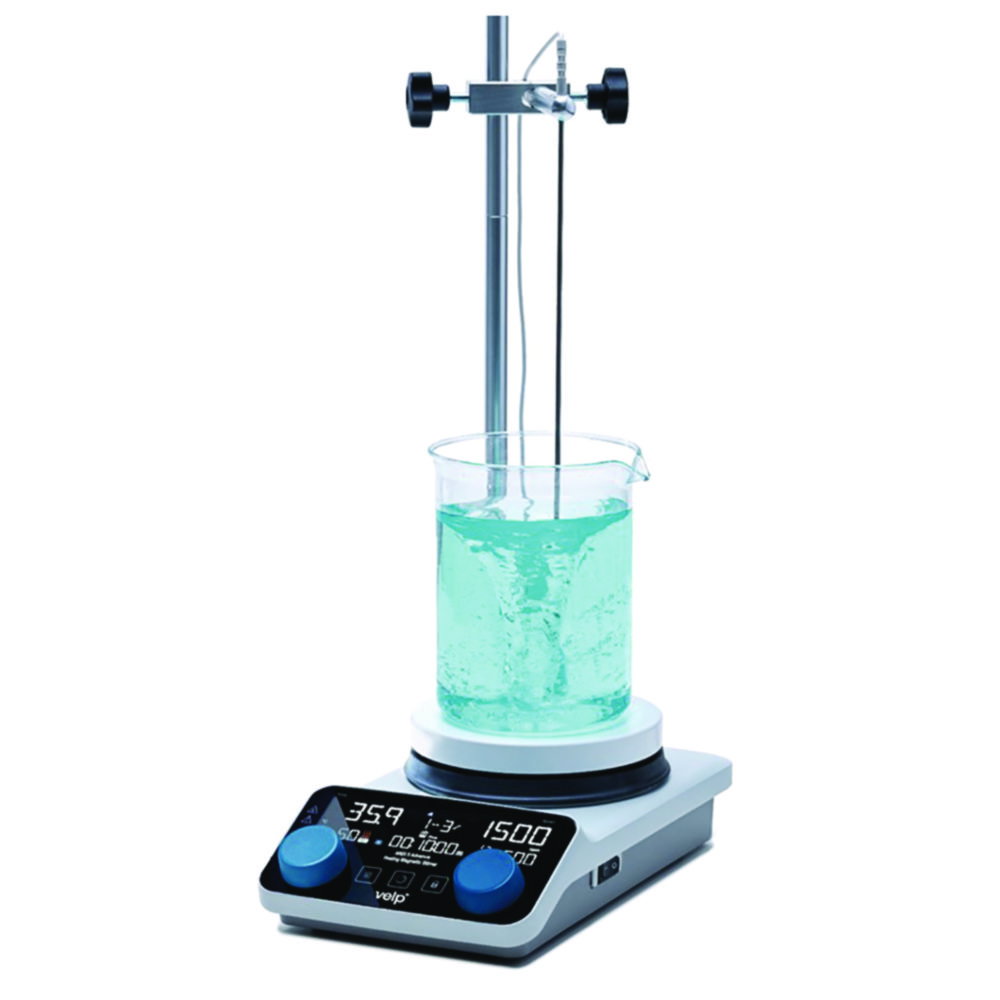 Magnetrührer mit Heizung AREX 5 Advance System, mit Temperaturfühler, Stab und Klemme