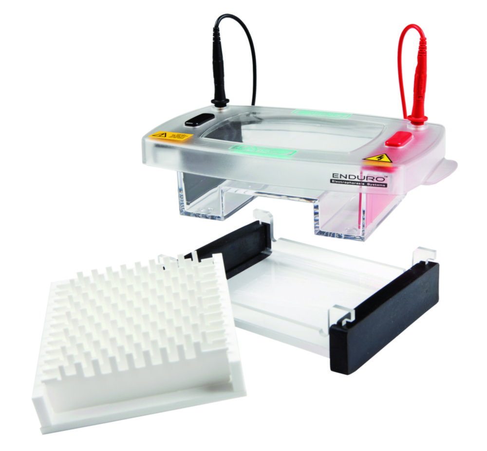 Elektrophoresekammer Enduro™ 96, mit Kammblock 1 mm Dicke und 1 Markerspur