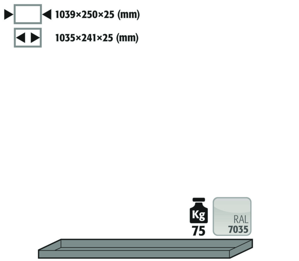 Einlegeboden für G90.205.120 RAL7035, 1039mm breit