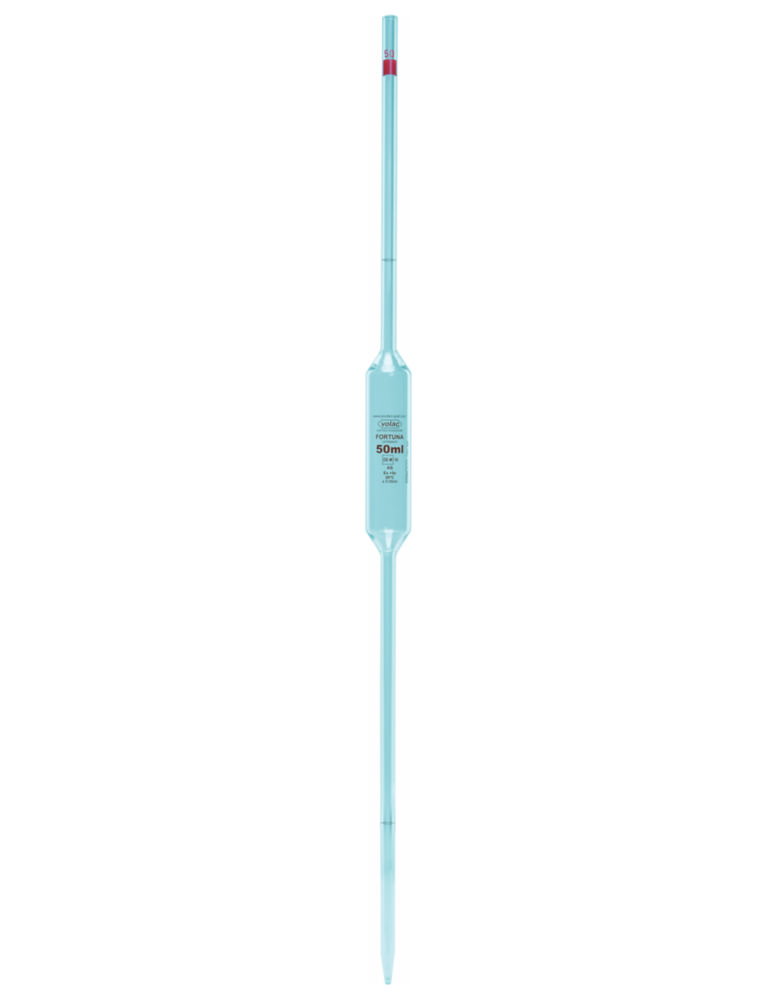 Vollpipetten Volac FORTUNA®, Kalk-Natron-Glas, Klasse AS, 2 Marken, braun graduiert | Nennvolumen: 50.0 ml