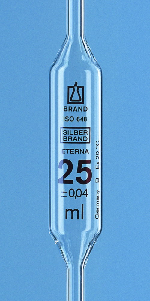 Vollpipetten, AR-Glas®, Klasse B, 1 Marke, braun gradiert | Nennvolumen: 0.5 ml, Länge: 300 mm, Toleranz: 0,007 ± ml