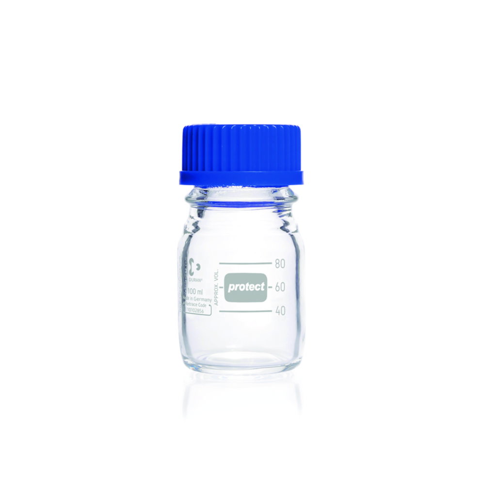 Laborflaschen Protect DURAN®, mit retrace code, mit Schraubverschluss | Nennvolumen: 100 ml, Ø: 56 mm