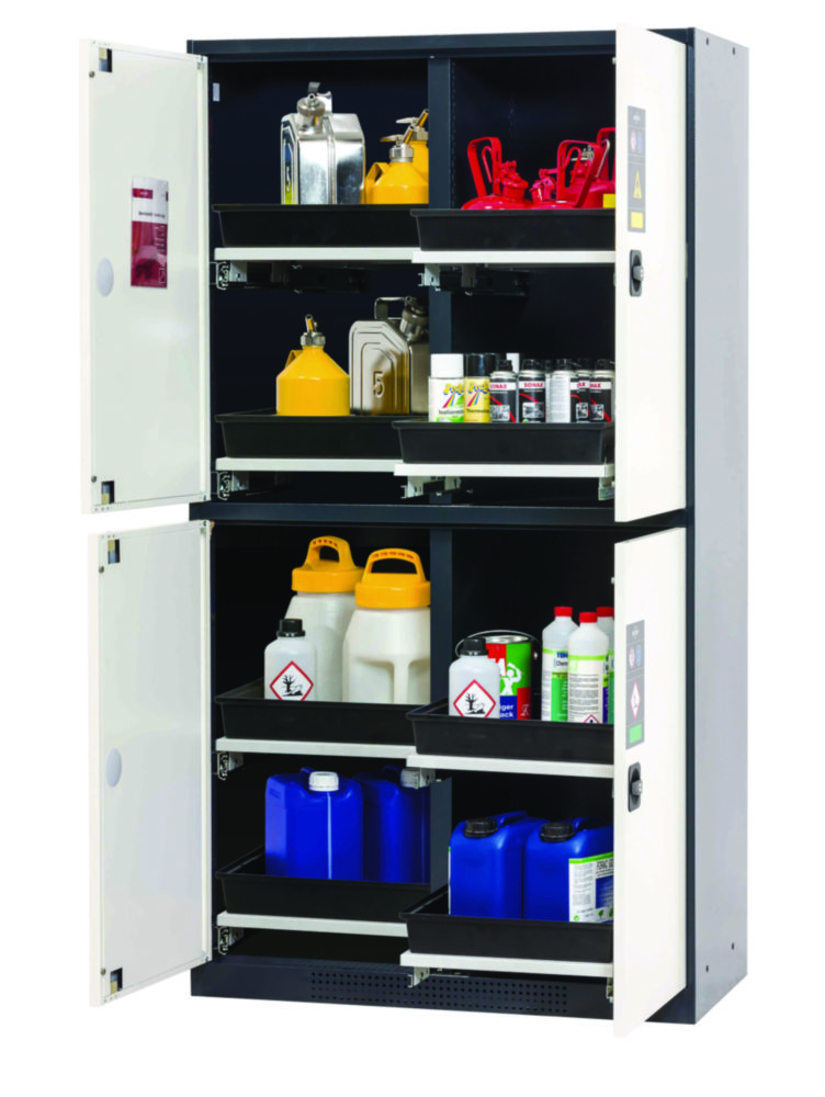 Chemikalienschrank CS Classic CS.195.105.MM.4WD 1055 x 520 x 1950 mm (BxTxH) 8 Tablarauszüge, beschichet RAL 7035