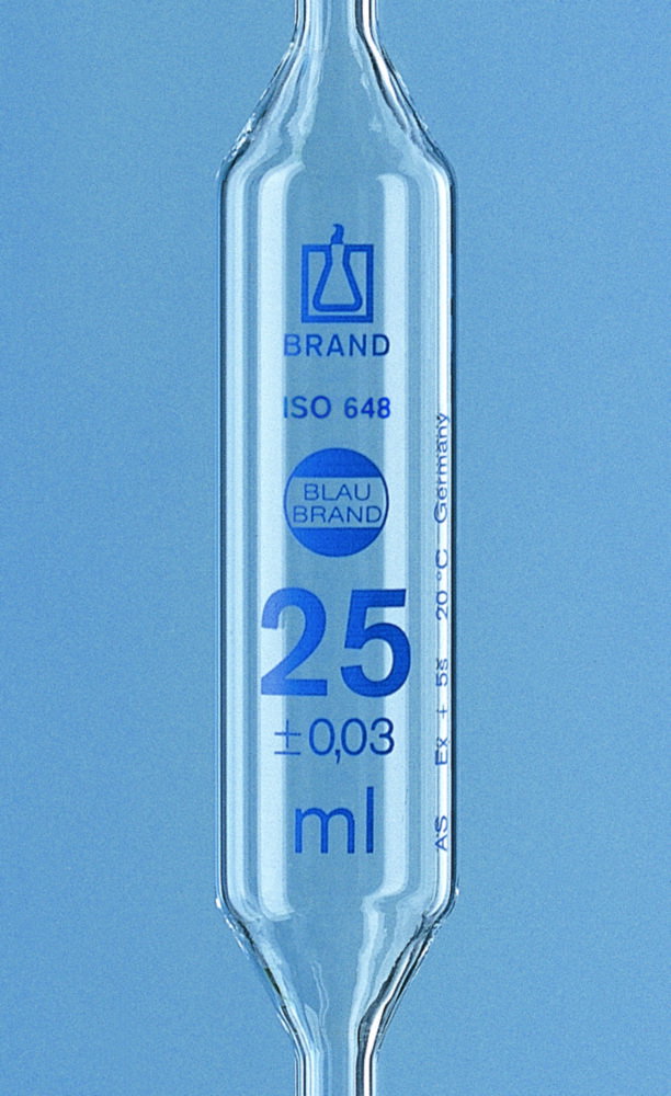 Vollpipetten, AR-GLAS®, Klasse AS, 2 Marken, blau graduiert, mit Einzelzertifikat