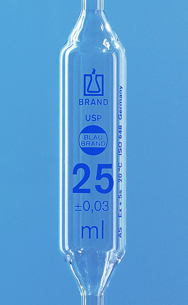 Vollpipetten, USP, AR-Glas®, Klasse AS, 1 Marke, blau graduiert