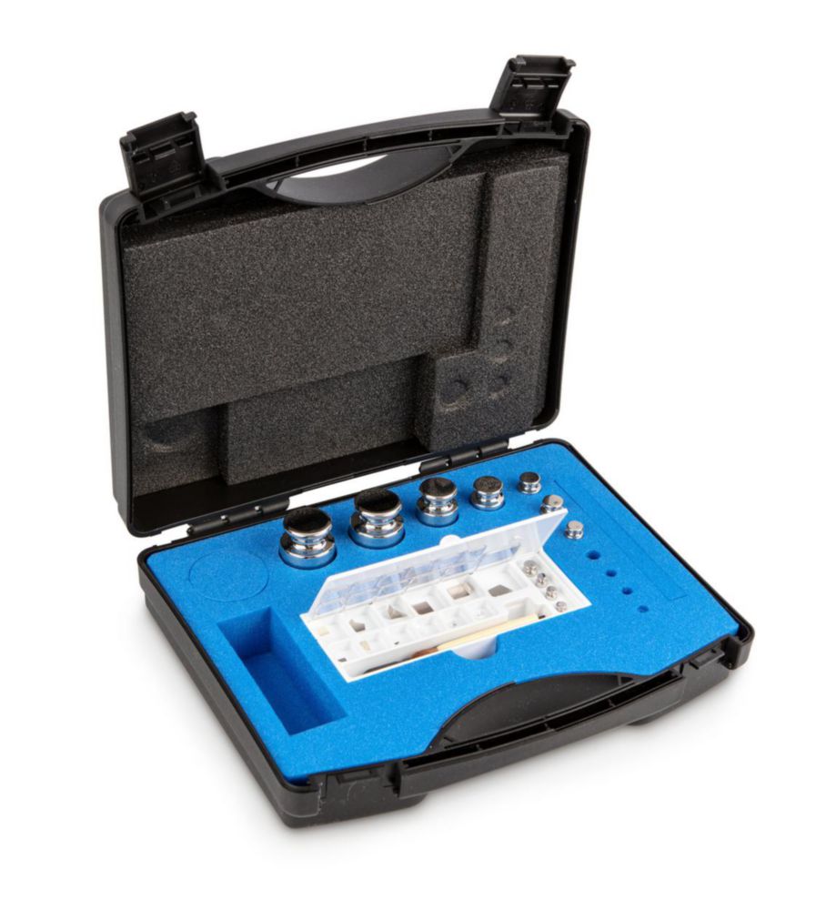 Gewichtssatz F1 ECO-Form, 1mg...200g Edelstahl poliert, im Kunststoff-Koffer inkl. Pinzette und Staubpinsel