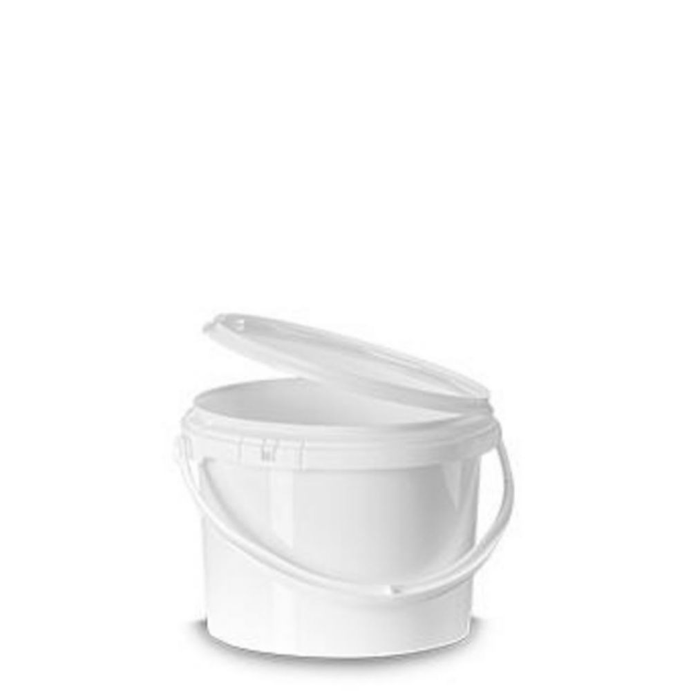 Eimer 2,5 L, PP, rund, weiß, mit Kunststoffbügel 79 gr Erstentnahmesiegel, VE=120