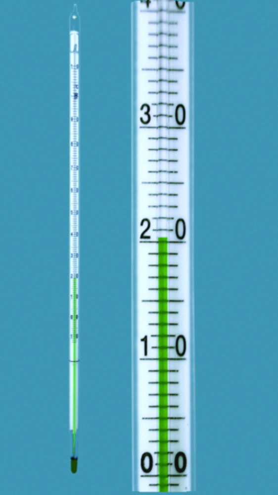 Allgebrauchsthermometer, Einschlussform, grüne Füllung