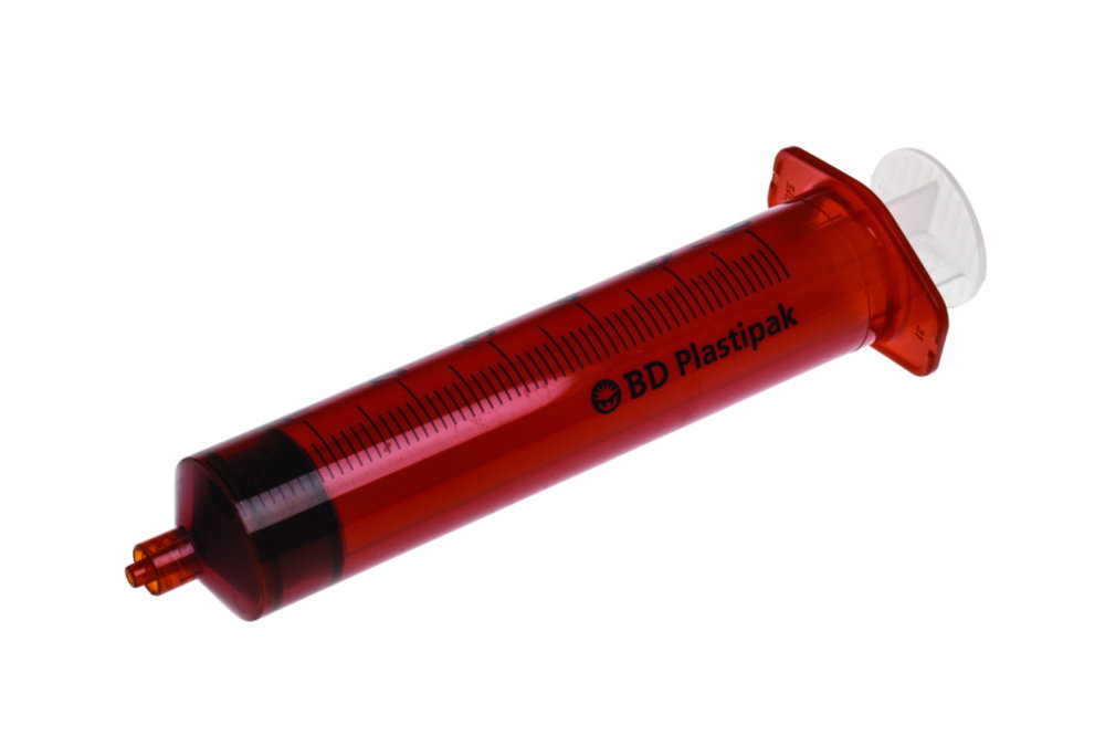 BD Plastipak 3-teilige Spritze 50/60 ml Luer-Lok-Ansatz, zentrisch, amber, lichtgeschützt, steril, latexfrei, PVC-frei, PZN, VE=60