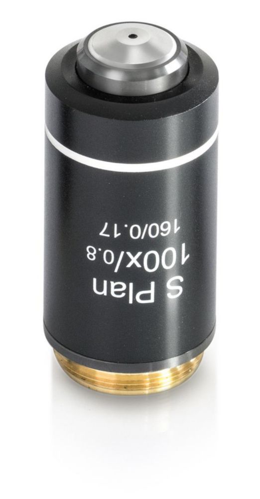 Achromatisches Objektiv, 100 x E-Plan /0,8 (trocken) (gefedert) W.D. (0,15 mm)