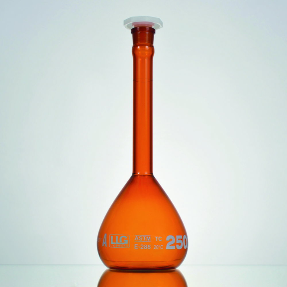 LLG-Messkolben, Borosilikatglas 3.3, Klasse A, Braunglas