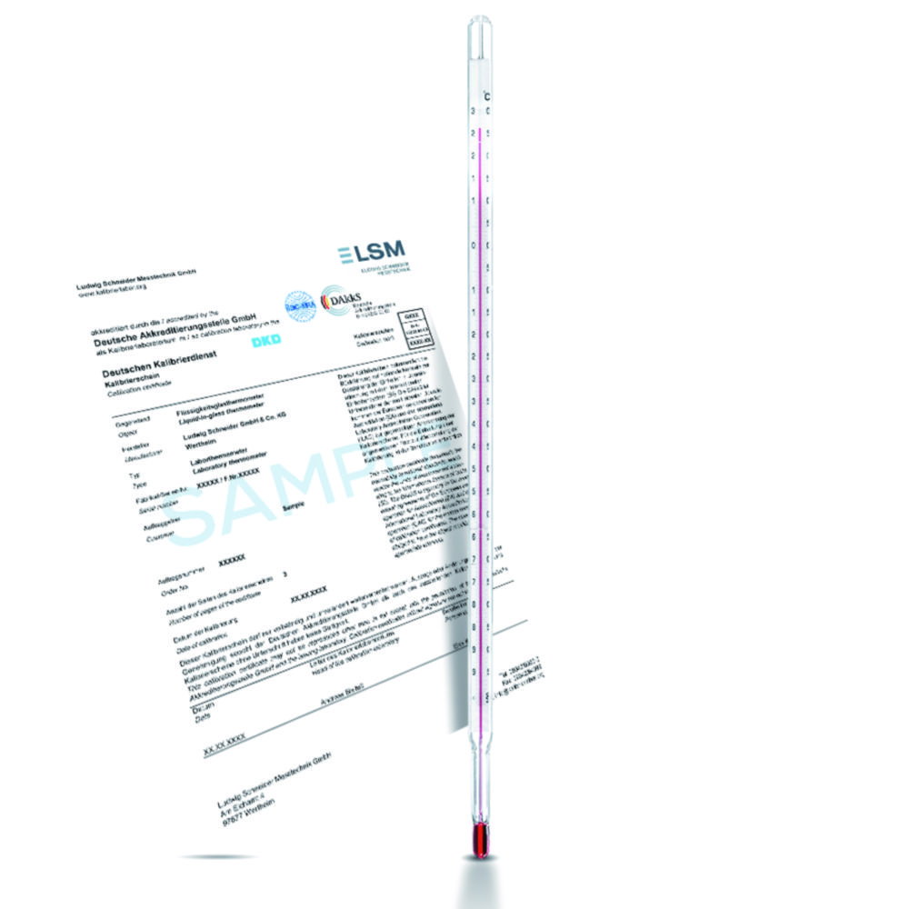 Präzisions-Laborthermometer, kalibriert, Einschlußform