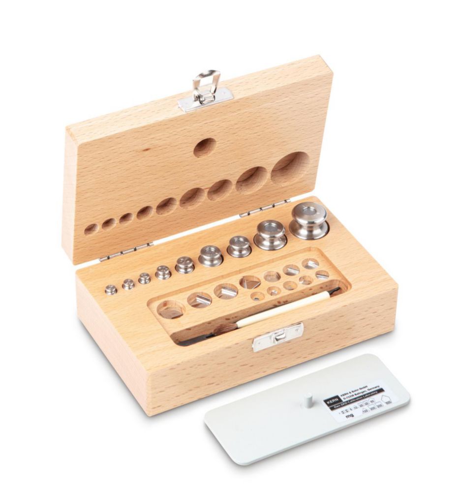 Gewichtssatz M1, 1mg...100g, Edelstahl, feingedreht, im Holz-Etui