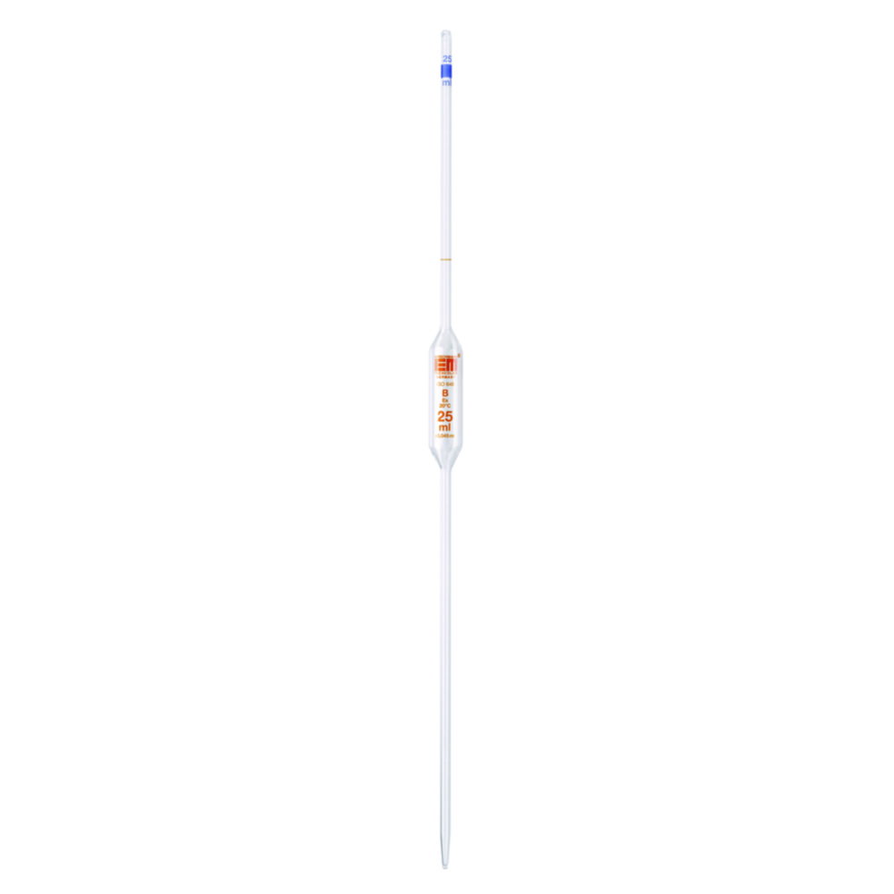 Vollpipetten,  Kalk-Soda-Glas, 1 Marke, Klasse B, braun graduiert