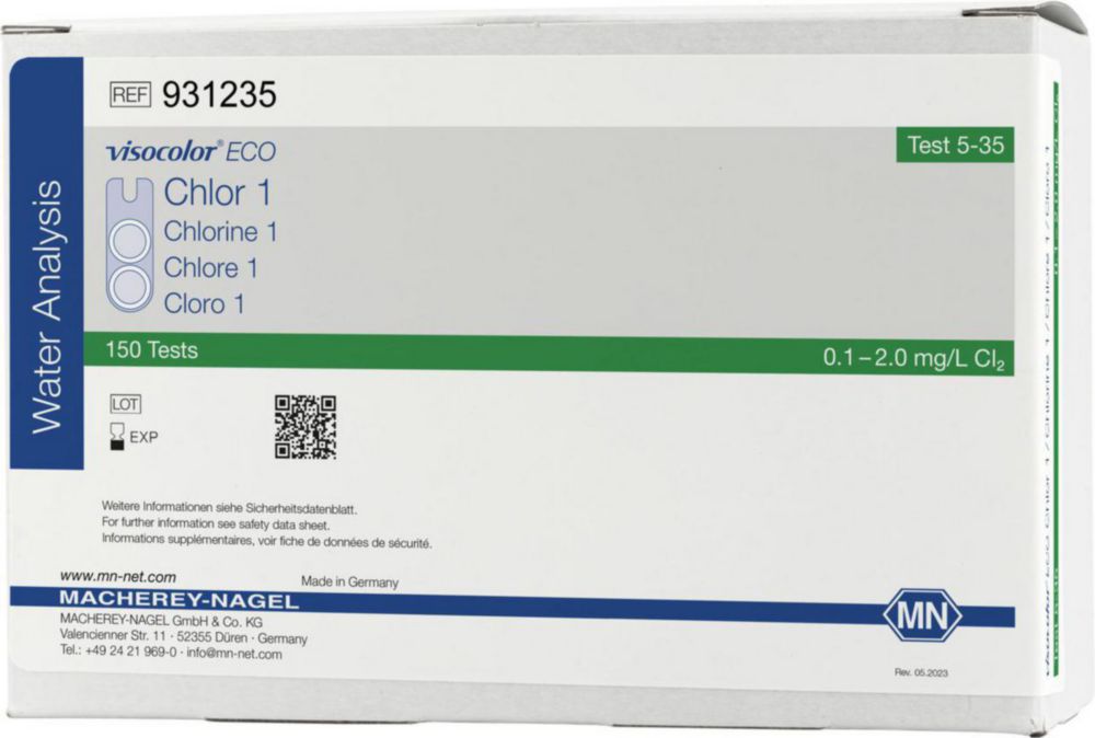 VISOCOLOR® ECO Chlor 1, frei und gesamt Kolorimetrisches Testbesteck -Nachfüllpacket- Messbereich: 0,1-2,0 mg/L Cl2