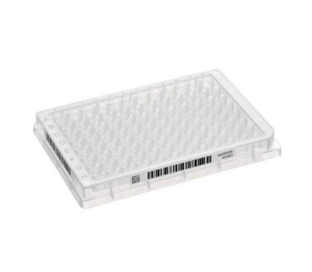 Microplate 96/V Wells klar, RecoverMax-Well-Design, PCR clean, weiß, mit 2D SafeCode und Klartext, VE=80